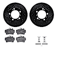WHWH1-02012 Front Brake Disc and Pad Kit, Black, Cross-drilled and Slotted, 297 mm, Ceramic, R1 eLINE Black Rotors with Ceramic Pads Series