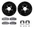 WHWH1-03021 Front Brake Disc and Pad Kit, Black, Cross-drilled and Slotted, 279 mm, Ceramic, R1 eLINE Black Rotors with Ceramic Pads Series