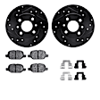 WHWH1-07005 Rear Brake Disc and Pad Kit, Cross-drilled and Slotted 241 mm Ceramic R1 eLINE Black Rotors with Ceramic Pads Series