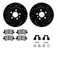WHWH1-11019 Rear Brake Disc and Pad Kit, Black, Cross-drilled and Slotted, 305 mm, Ceramic, R1 eLINE Black Rotors with Ceramic Pads Series