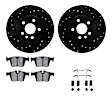 WHWH1-11027 Rear Brake Disc and Pad Kit, Black, Cross-drilled and Slotted, 305 mm, Ceramic, R1 eLINE Black Rotors with Ceramic Pads Series