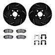WHWH1-13051 Front Brake Disc and Pad Kit, Black, Cross-drilled and Slotted, 305 mm, Ceramic, R1 eLINE Black Rotors with Ceramic Pads Series