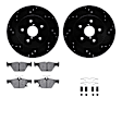WHWH1-13052 Rear Brake Disc and Pad Kit, Black, Cross-drilled and Slotted, 305 mm, Ceramic, R1 eLINE Black Rotors with Ceramic Pads Series