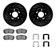 WHWH1-21024 Front Brake Disc and Pad Kit, Black, Cross-drilled and Slotted, 305 mm, Ceramic, R1 eLINE Black Rotors with Ceramic Pads Series