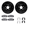 WHWH1-21038 Front Brake Disc and Pad Kit, Black, Cross-drilled and Slotted, 340 mm, Ceramic, R1 eLINE Black Rotors with Ceramic Pads Series