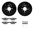 WHWH1-27044 Front Brake Disc and Pad Kit, Black, Cross-drilled and Slotted, 279 mm, Ceramic, R1 eLINE Black Rotors with Ceramic Pads Series