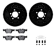 WHWH1-31078 Front Brake Disc and Pad Kit, Black, Cross-drilled and Slotted, 330 mm, Ceramic, R1 eLINE Black Rotors with Ceramic Pads Series