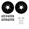 WHWH1-31095 Front Brake Disc and Pad Kit, Black, Cross-drilled and Slotted, 338 mm, Ceramic, R1 eLINE Black Rotors with Ceramic Pads Series