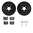 WHWH1-31113 Front Brake Disc and Pad Kit, Black, Cross-drilled and Slotted, 389 mm, Ceramic, R1 eLINE Black Rotors with Ceramic Pads Series