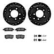 WHWH1-39031 Rear Brake Disc and Pad Kit, Black, Cross-drilled and Slotted, 305 mm, Ceramic, R1 eLINE Black Rotors with Ceramic Pads Series
