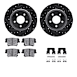 WHWH1-39034 Rear Brake Disc and Pad Kit, Black, Cross-drilled and Slotted, 330 mm, Ceramic, R1 eLINE Black Rotors with Ceramic Pads Series