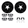 WHWH1-39036 Rear Brake Disc and Pad Kit, Black, Cross-drilled and Slotted, 330 mm, Ceramic, R1 eLINE Black Rotors with Ceramic Pads Series