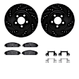 WHWH1-39038 Front Brake Disc and Pad Kit, Black, Cross-drilled and Slotted, 356 mm, Ceramic, R1 eLINE Black Rotors with Ceramic Pads Series