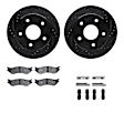 WHWH1-40066 Front Brake Disc and Pad Kit, Black, Cross-drilled and Slotted, 305 mm, Ceramic, RWD, R1 eLINE Black Rotors with Ceramic Pads Series