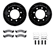 WHWH1-40078 Front Brake Disc and Pad Kit, Black, Cross-drilled and Slotted, 348 mm, Ceramic, R1 eLINE Black Rotors with Ceramic Pads Series
