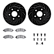 WHWH1-40090 Front Brake Disc and Pad Kit, Black, Cross-drilled and Slotted, 351 mm, Ceramic, R1 eLINE Black Rotors with Ceramic Pads Series