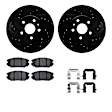 WHWH1-45022 Front Brake Disc and Pad Kit, Black, Cross-drilled and Slotted, 345 mm, Ceramic, R1 eLINE Black Rotors with Ceramic Pads Series