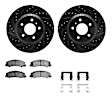 WHWH1-45023 Front Brake Disc and Pad Kit, Black, Cross-drilled and Slotted, 305 mm, Ceramic, R1 eLINE Black Rotors with Ceramic Pads Series