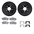 WHWH1-46020 Front Brake Disc and Pad Kit, Black, Cross-drilled and Slotted, 305 mm, Ceramic, R1 eLINE Black Rotors with Ceramic Pads Series