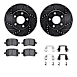 WHWH1-47052 Front Brake Disc and Pad Kit, Black, Cross-drilled and Slotted, 287 mm, Ceramic, R1 eLINE Black Rotors with Ceramic Pads Series