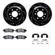 WHWH1-48048 Rear Brake Disc and Pad Kit, Black, Cross-drilled and Slotted, 356 mm, Ceramic, R1 eLINE Black Rotors with Ceramic Pads Series