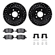 WHWH1-52017 Rear Brake Disc and Pad Kit, Black, Cross-drilled and Slotted, 305 mm, Ceramic, R1 eLINE Black Rotors with Ceramic Pads Series