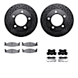 WHWH1-54094 Front Brake Disc and Pad Kit, Black, Cross-drilled and Slotted, 305 mm, Ceramic, R1 eLINE Black Rotors with Ceramic Pads Series