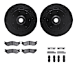 WHWH1-54115 Front Brake Disc and Pad Kit, Black, Cross-drilled and Slotted, 318 mm, Ceramic, RWD, R1 eLINE Black Rotors with Ceramic Pads Series