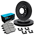WHWH1-54115 Front Brake Disc and Pad Kit, Black, Cross-drilled and Slotted, 318 mm, Ceramic, RWD, R1 eLINE Black Rotors with Ceramic Pads Series