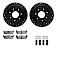 WHWH1-54121 Rear Brake Disc and Pad Kit, Black, Cross-drilled and Slotted, 356 mm, Ceramic, R1 eLINE Black Rotors with Ceramic Pads Series