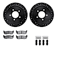 WHWH1-54122 Rear Brake Disc and Pad Kit, Black, Cross-drilled and Slotted, 330 mm, Ceramic, R1 eLINE Black Rotors with Ceramic Pads Series