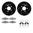 WHWH1-54135 Front Brake Disc and Pad Kit, Black, Cross-drilled and Slotted, 279 mm, Ceramic, R1 eLINE Black Rotors with Ceramic Pads Series