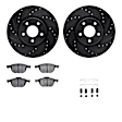 WHWH1-54167 Front Brake Disc and Pad Kit, Black, Cross-drilled and Slotted, 300 mm, Ceramic, R1 eLINE Black Rotors with Ceramic Pads Series