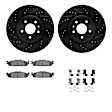 WHWH1-54204 Front Brake Disc and Pad Kit, Black, Cross-drilled and Slotted, 325 mm, Ceramic, R1 eLINE Black Rotors with Ceramic Pads Series