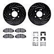 WHWH1-58004 Front Brake Disc and Pad Kit, Black, Cross-drilled and Slotted, 282 mm, Ceramic, R1 eLINE Black Rotors with Ceramic Pads Series