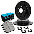 WHWH1-58022 Rear Brake Disc and Pad Kit, Black, Cross-drilled and Slotted, 333 mm, Ceramic, R1 eLINE Black Rotors with Ceramic Pads Series