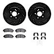 WHWH1-58025 Front Brake Disc and Pad Kit, Black, Cross-drilled and Slotted, 330 mm, Ceramic, R1 eLINE Black Rotors with Ceramic Pads Series