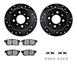 WHWH1-59029 Rear Brake Disc and Pad Kit, Black, Cross-drilled and Slotted, 267 mm, Ceramic, R1 eLINE Black Rotors with Ceramic Pads Series