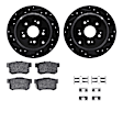 WHWH1-59041 Rear Brake Disc and Pad Kit, Black, Cross-drilled and Slotted, 305 mm, Ceramic, R1 eLINE Black Rotors with Ceramic Pads Series