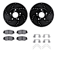 WHWH1-59065 Front Brake Disc and Pad Kit, Black, Cross-drilled and Slotted, 292 mm, Ceramic, R1 eLINE Black Rotors with Ceramic Pads Series