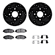 WHWH1-59088 Front Brake Disc and Pad Kit, Black, Cross-drilled and Slotted, 274 mm, Ceramic, R1 eLINE Black Rotors with Ceramic Pads Series