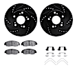 WHWH1-59091 Front Brake Disc and Pad Kit, Black, Cross-drilled and Slotted, 267 mm, Ceramic, R1 eLINE Black Rotors with Ceramic Pads Series
