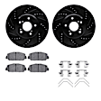 WHWH1-59098 Front Brake Disc and Pad Kit, Black, Cross-drilled and Slotted, 330 mm, Ceramic, R1 eLINE Black Rotors with Ceramic Pads Series