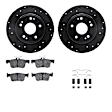 WHWH1-59114 Rear Brake Disc and Pad Kit, Black, Cross-drilled and Slotted, 282 mm, Ceramic, R1 eLINE Black Rotors with Ceramic Pads Series
