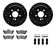 WHWH1-63084 Rear Brake Disc and Pad Kit, Black, Cross-drilled and Slotted, 305 mm, Ceramic, R1 eLINE Black Rotors with Ceramic Pads Series
