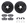 WHWH1-63134 Rear Brake Disc and Pad Kit, Black, Cross-drilled and Slotted, 356 mm, Ceramic, R1 eLINE Black Rotors with Ceramic Pads Series