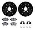 WHWH1-63140 Rear Brake Disc and Pad Kit, Black, Cross-drilled and Slotted, 297 mm, Ceramic, R1 eLINE Black Rotors with Ceramic Pads Series