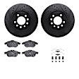 WHWH1-65017 Front Brake Disc and Pad Kit, Black, Cross-drilled and Slotted, 323 mm, Ceramic, R1 eLINE Black Rotors with Ceramic Pads Series