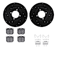 WHWH1-67008 Front Brake Disc and Pad Kit, Black, Cross-drilled and Slotted, 267 mm, Ceramic, R1 eLINE Black Rotors with Ceramic Pads Series