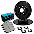 WHWH1-67008 Front Brake Disc and Pad Kit, Black, Cross-drilled and Slotted, 267 mm, Ceramic, R1 eLINE Black Rotors with Ceramic Pads Series